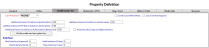 Property Definition screen, Credit Cards / Int tab example